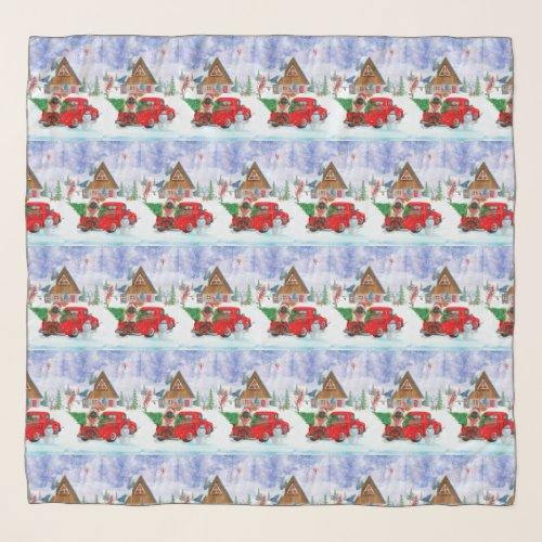 Pekingese Dog In Christmas Delivery Truck Snow  Scarf