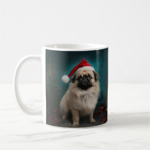 Pekingese Dog in Snow Christmas Coffee Mug