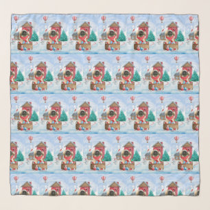 Pekingese Dog In snow Christmas Dog House Scarf