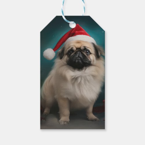 Pekingese Dog in Snow Christmas Gift Tags