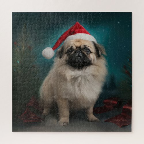 Pekingese Dog in Snow Christmas Jigsaw Puzzle