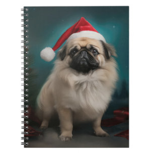 Pekingese Dog in Snow Christmas Notebook