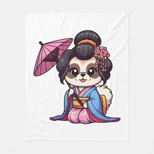 Pekingese Dog Kimono   Fleece Blanket