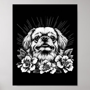 Pekingese Dog Lover Retro Style Tattoo  Poster