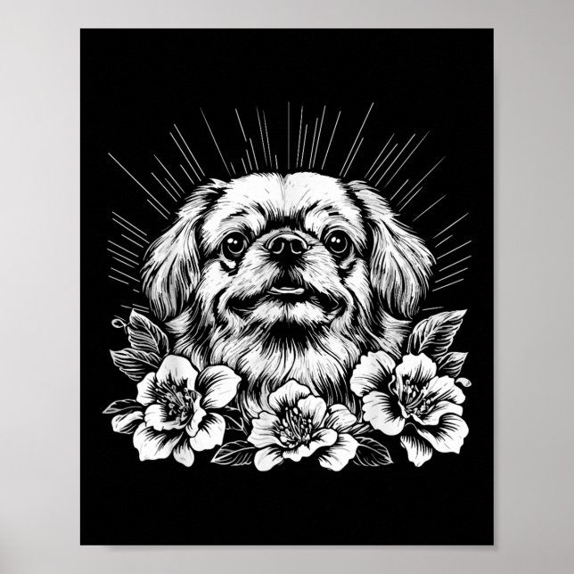 Pekingese Dog Lover Retro Style Tattoo  Poster (Front)