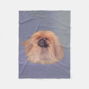 Pekingese Dog on Blue Fleece Blanket