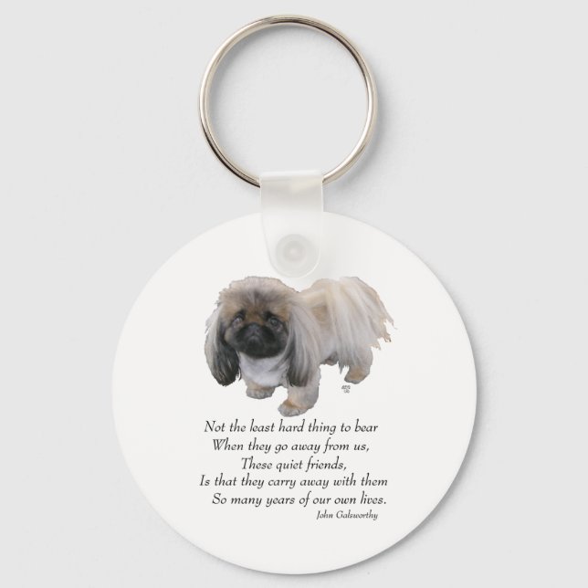 Pekingese Dog Rainbow Bridge Keychain (Front)