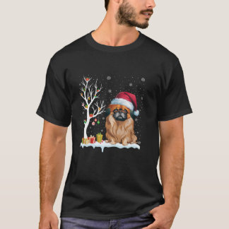 Pekingese Dog Santa Hat Festive Tree Light Christm T-Shirt