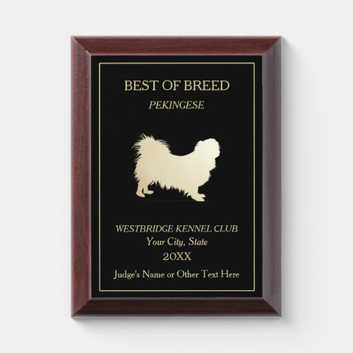 Pekingese Dog Show Award Plaque