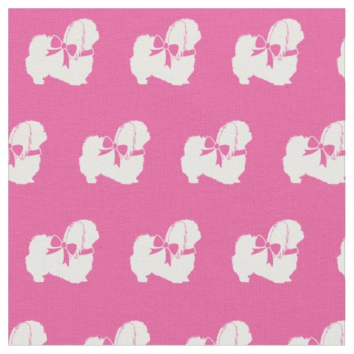 Pekingese Dog Silhouette Pet Pink Fabric