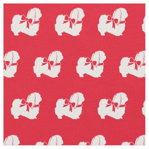 Pekingese Dog Silhouette Pet Red Fabric