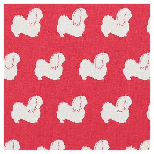 Pekingese Dog Silhouette Pet Red Fabric
