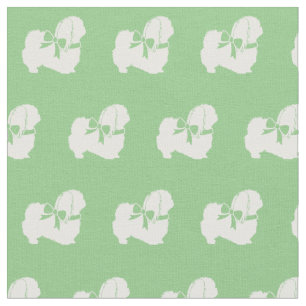 Pekingese Dog Silhouette Pet Sage Green Fabric