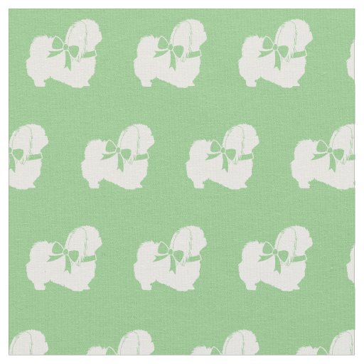 Pekingese Dog Silhouette Pet Sage Green Fabric