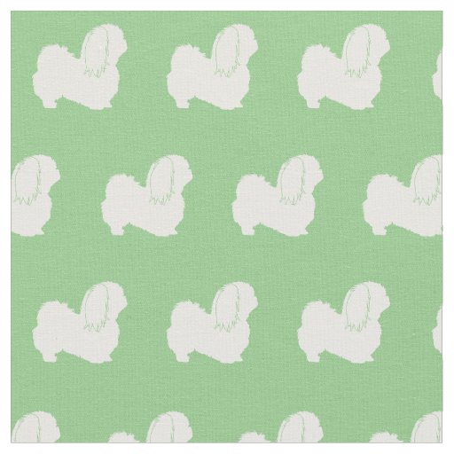 Pekingese Dog Silhouette Pet Sage Green Fabric