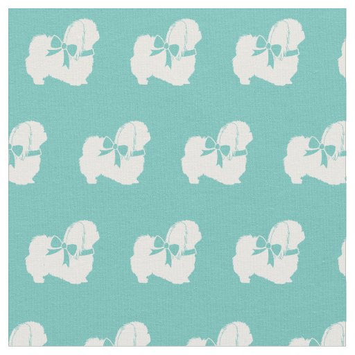 Pekingese Dog Silhouette Pet Teal Fabric