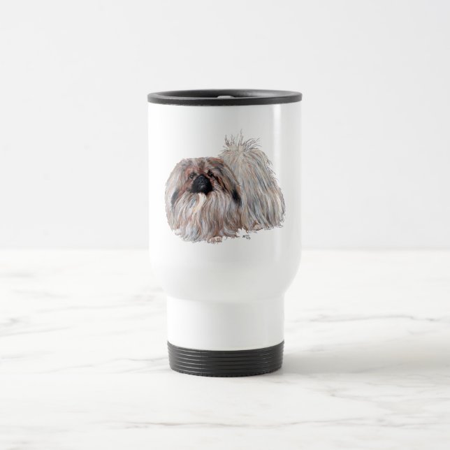 Pekingese Dog Standing Travel Mug (Center)