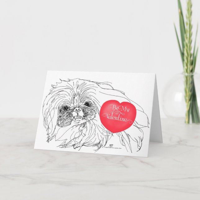 Pekingese Dog Valentine Holiday Card (Front)