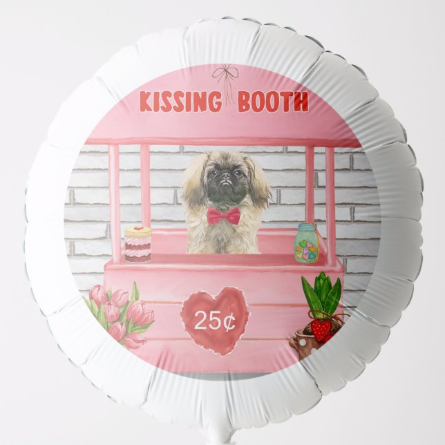 pekingese Dog Valentine's Day Kissing Booth Balloon (Front)