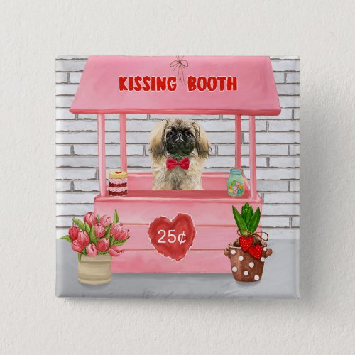 pekingese Dog Valentines Day Kissing Booth Button