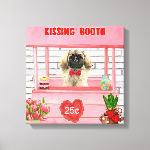 pekingese Dog Valentine's Day Kissing Booth Canvas Print