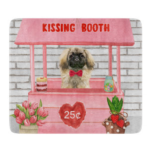 pekingese Dog Valentine's Day Kissing Booth Cutting Board