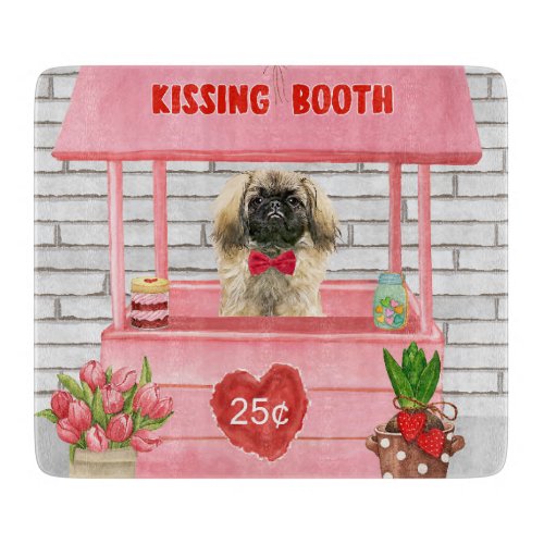 pekingese Dog Valentines Day Kissing Booth Cutting Board