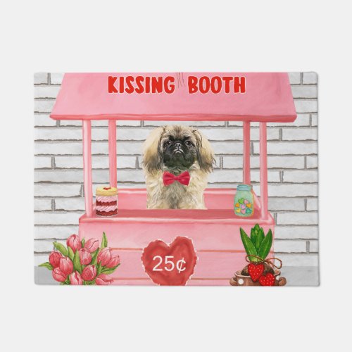pekingese Dog Valentines Day Kissing Booth Doormat