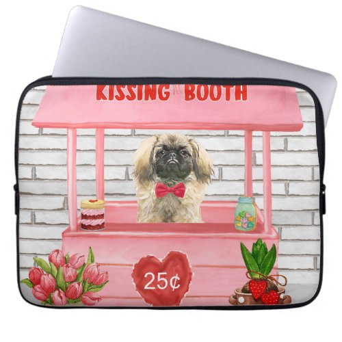 pekingese Dog Valentines Day Kissing Booth Laptop Sleeve