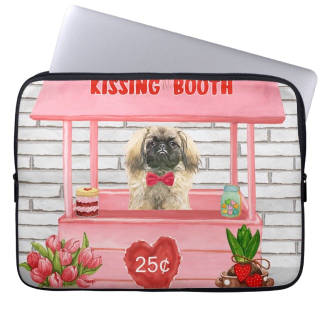 pekingese Dog Valentine's Day Kissing Booth Laptop Sleeve (Front)