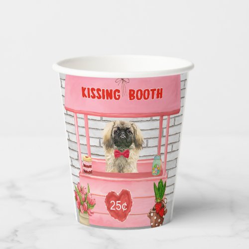 pekingese Dog Valentines Day Kissing Booth Paper Cups