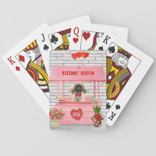 pekingese Dog Valentines Day Kissing Booth Poker Cards