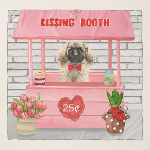 pekingese Dog Valentines Day Kissing Booth Scarf