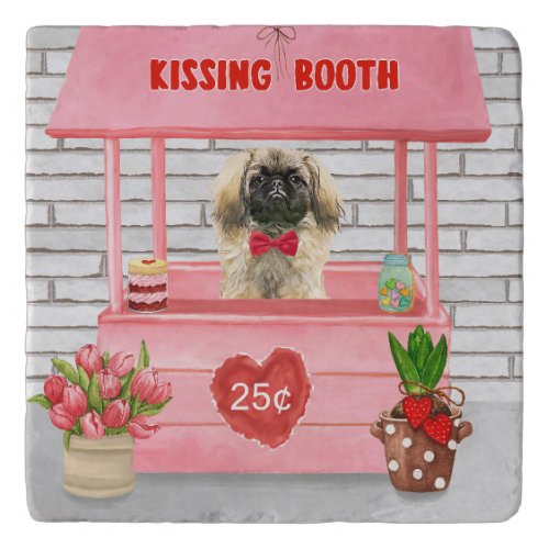 pekingese Dog Valentines Day Kissing Booth Trivet