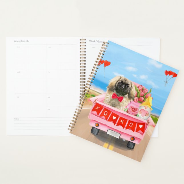 Pekingese Dog Valentine's Day Truck Hearts  Planner (Display)