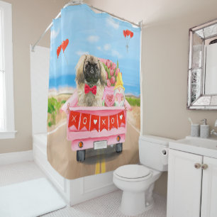 Pekingese Dog Valentine's Day Truck Throw Shower Curtain