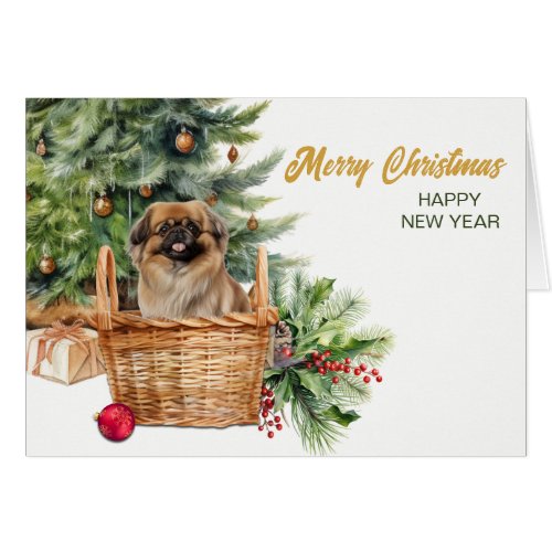 Pekingese Dog Wicker Basket Christmas Tree