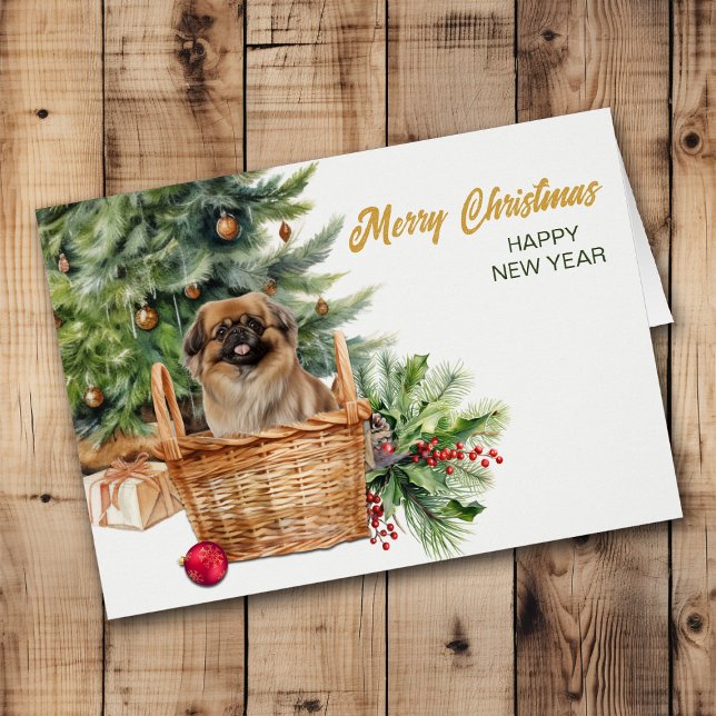 Pekingese Dog Wicker Basket Christmas Tree Cards (Creator Uploaded)