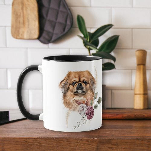 Pekingese Dog Winter Bouquet Mug