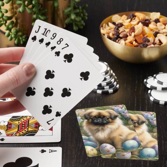 Pekingese Dog with Easter Eggs Holiday  Poker Cards (In Situ)