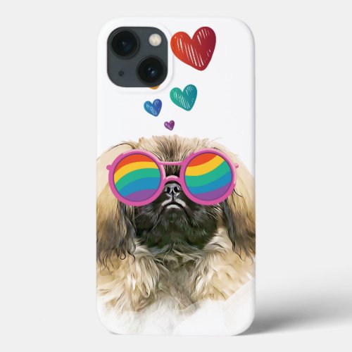 Pekingese Dog with Hearts Valentines Day iPhone 13 Case