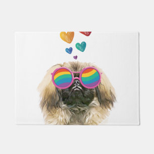 Pekingese Dog with Hearts Valentine's Day Doormat
