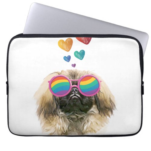 Pekingese Dog with Hearts Valentines Day Laptop Sleeve