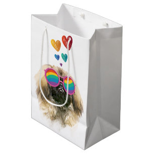 Pekingese Dog with Hearts Valentine's Day Medium Gift Bag