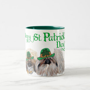 Pekingese Dogs Celebrate St. Patrick's Day Two-Tone Coffee Mug