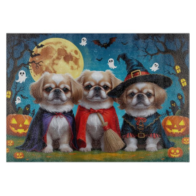 Pekingese Dogs Pumpkin Halloween Funny Cutting Board (Front)