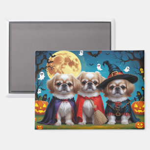Pekingese Dogs Pumpkin Halloween Funny Magnet