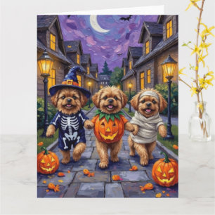 Pekingese Dogs Trick-or-Treating Halloween Costume Card