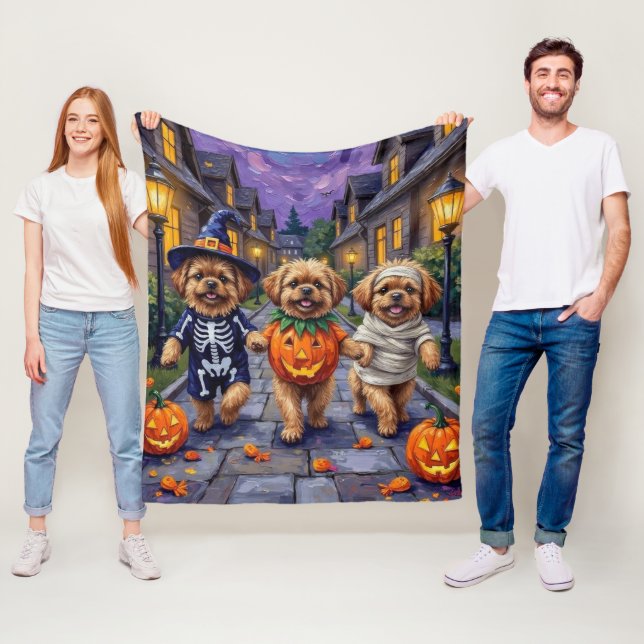 Pekingese Dogs Trick-or-Treating Halloween Costume Fleece Blanket (In Situ)