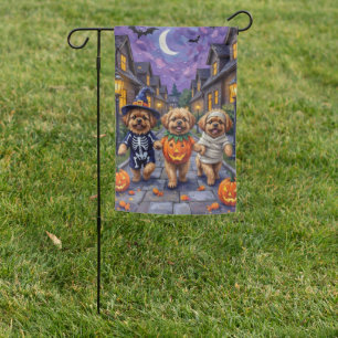 Pekingese Dogs Trick-or-Treating Halloween Costume Garden Flag